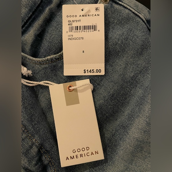 NWT Good American Good Legs Straight High Rise Distressed Jeans Blue Size 8 - Picture 10 of 13